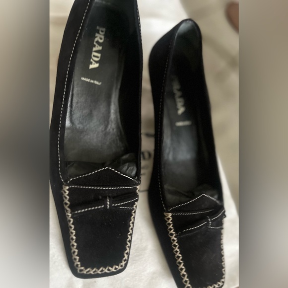 PRADA Scramosciato Black Italian Suede Leather Flats/ Loafers  Sz 36- US Size  6 - Picture 4 of 16
